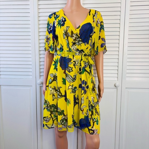 DIANE VON FURSTENBERG Katina Dress in Hillier Chrome Yellow Size 10 - Picture 1 of 7